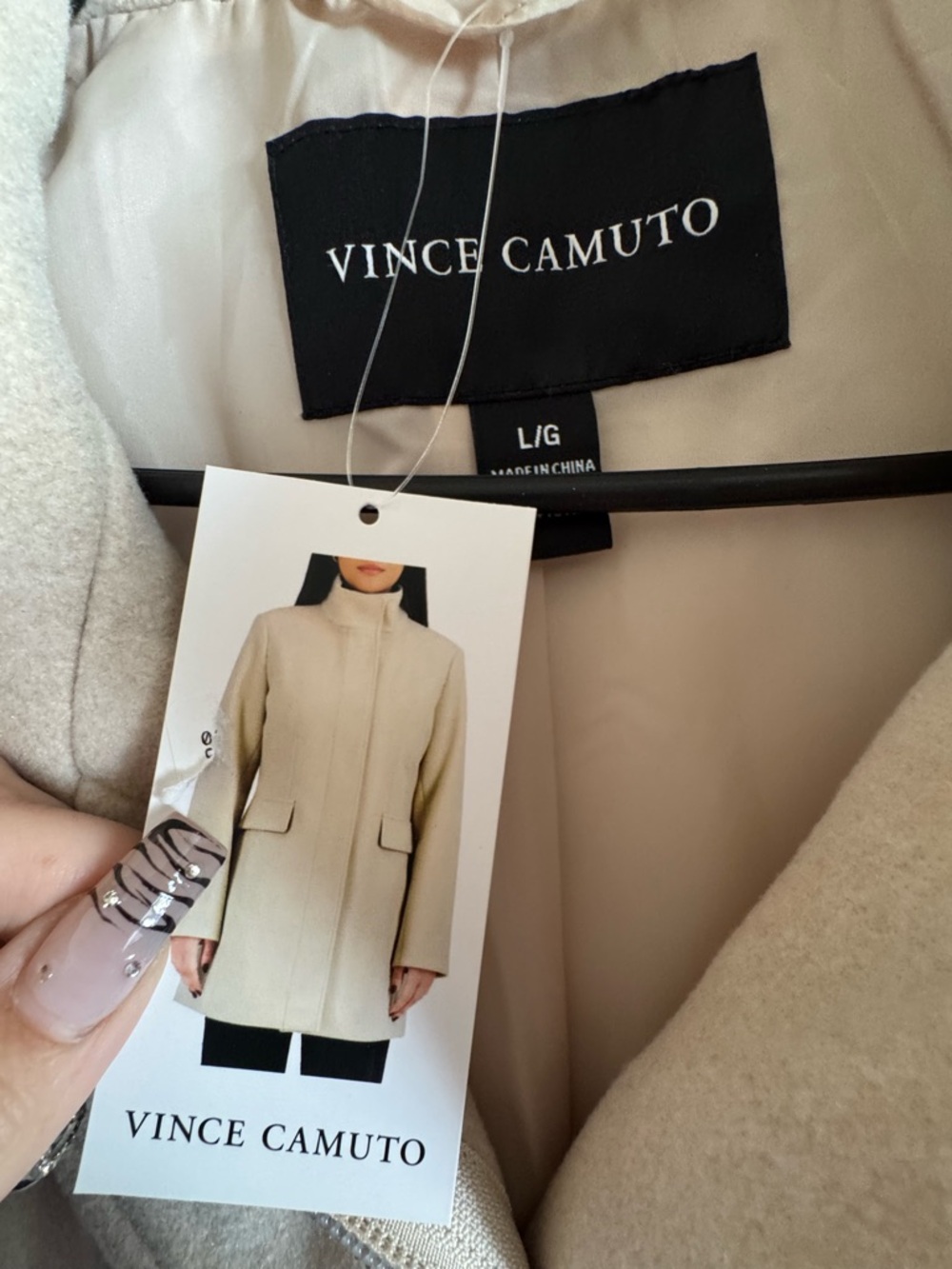 #390-NWT-Vince Camuto Cream Collar Pea Coat Size Large - Picture 5 of 5